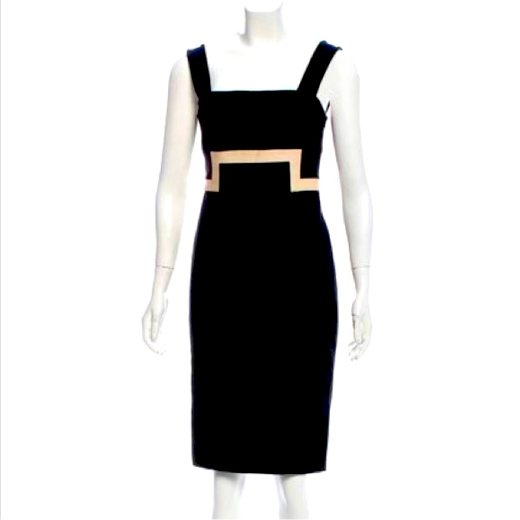 Diane Von Furstenberg (Dvf) Tailored Black And White/Cream Midi Dress. Size 2